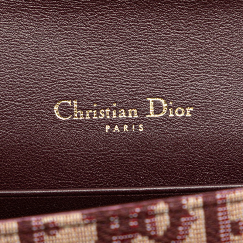 Christian Dior Dior Trotter Saddle Shoulder Waist Bag Bordeaux Wine Red Canvas Leather Women's