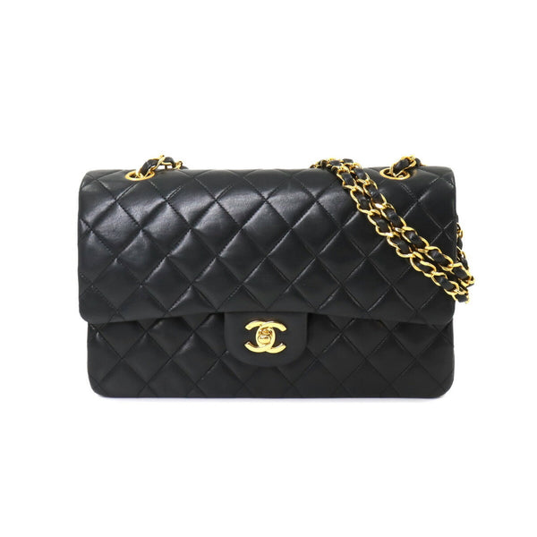 CHANEL Matelasse 25 Chain Shoulder Bag Leather Black A01112 Gold Hardware