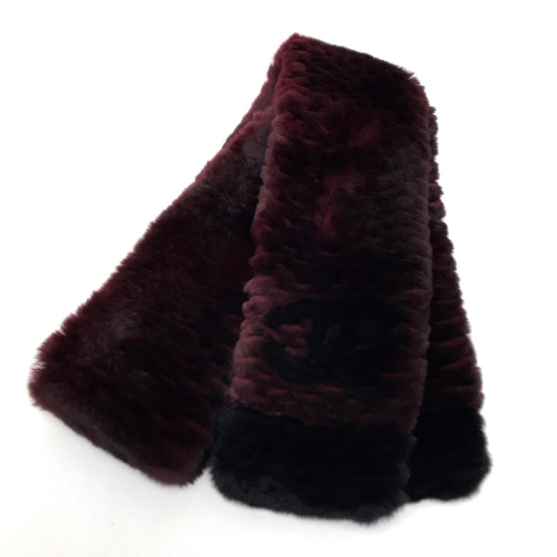 Chanel CC Mark Scarf Red Bordeaux Black