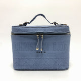 CHRISTIAN DIOR Embroidery Vanity bag blue SilverHardware