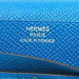 Hermes Bearn Souffle Bifold Long Wallet Blue Zanzibar blue SilverHardware