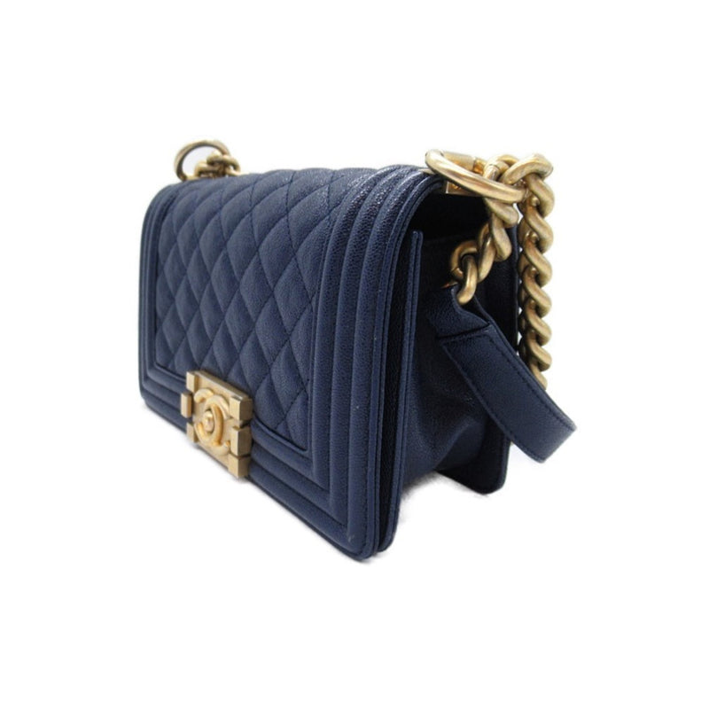 CHANEL Boy Chanel Chain Shoulder Bag Caviar Skin (Grained Calf) Women's Navy