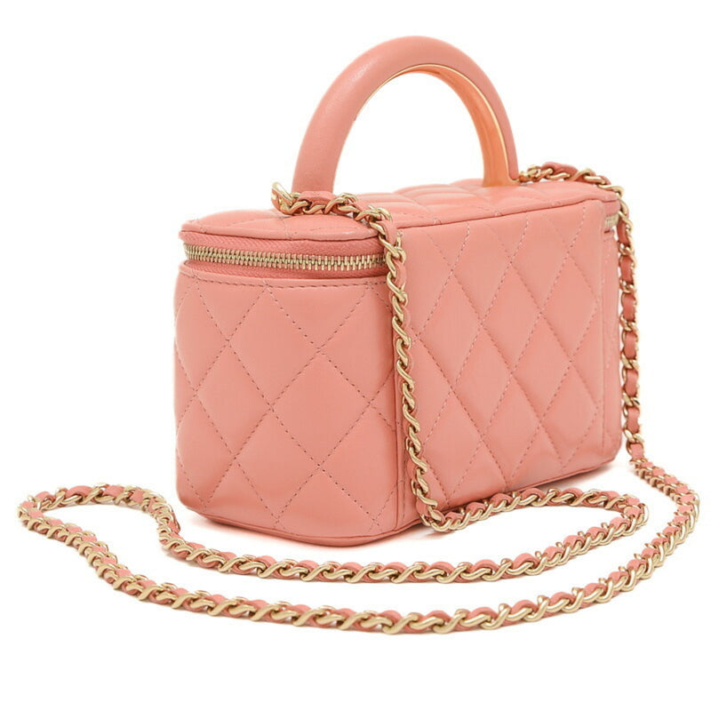 Chanel Matelasse Vanity Chain Shoulder Bag Lambskin Pink AP2846