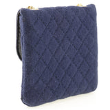 CHANEL Chanel Chain Pouch Women's Cotton Navy