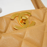 Chanel Tote Bag Matelasse Caviar Skin Camel Women's