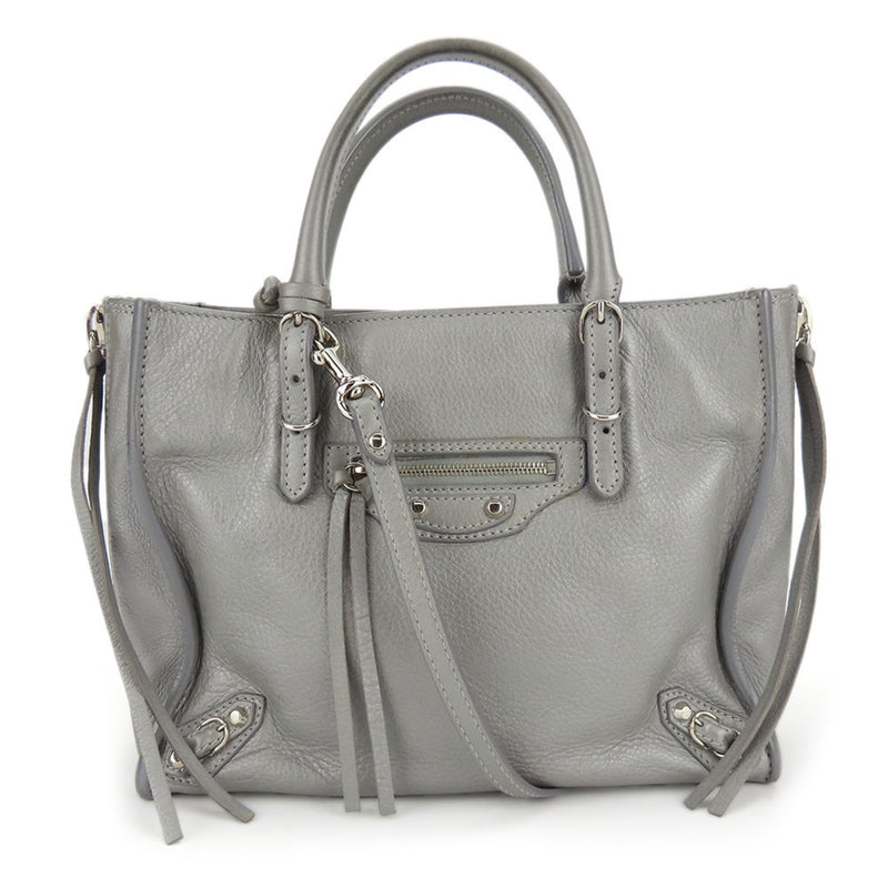 Balenciaga Paper Handbag 357333 Leather Silver Shoulder Women's BALENCIAGA