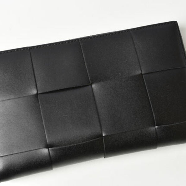 Bottega Veneta Wallet BOTTEGA VENETA Long Intrecciato Zip Up Around 649607 Calf Black