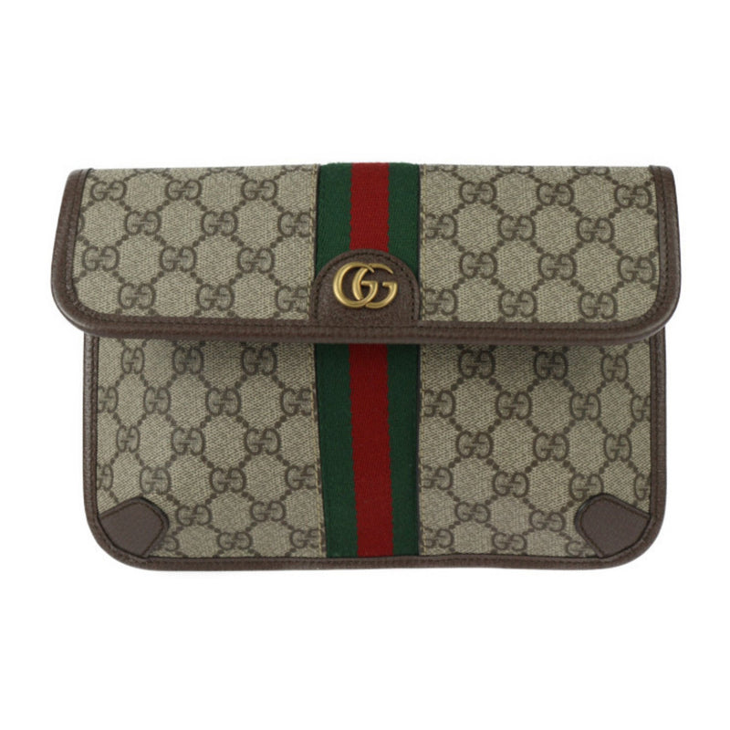 GUCCI Gucci GG Small Belt Bag Ophidia Waist 752597 Supreme Canvas Leather Beige Ebony Web Stripe