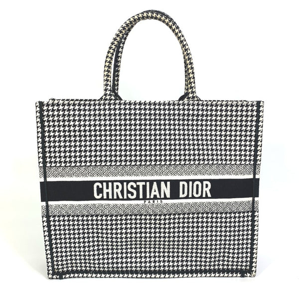 CHRISTIAN DIOR Houndstooth Shoulder Bag bag book tote Tote Bag White/Black