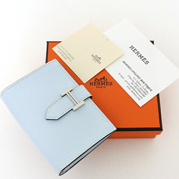 Hermes HERMES Bearn Card Case Business Holder Epson Blue Brum Z Engraved