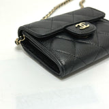 CHANEL AP0238 Coco Mark Matelasse Pochette Wallet/Coin Case Caviar Skin Women's Black