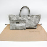 Bottega Veneta Intrecciato Cabas MM 115664 Women,Men Leather Tote Bag Silver