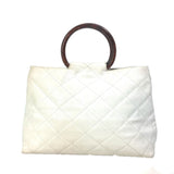 Chanel Matelasse Quilted Wood handle bag Tote Bag Hand Bag White Brown