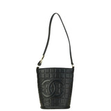 Chanel Chocolate Bar Coco Mark Bucket Bag Black Leather Women's CHANEL