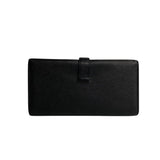 HERMES Bear Soufflé Logo Metal Fittings Vaux Epson Leather Bifold Long Wallet Black 15846