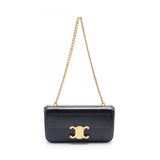 CELINE Triomphe Shoulder Bag Leather Women's Black