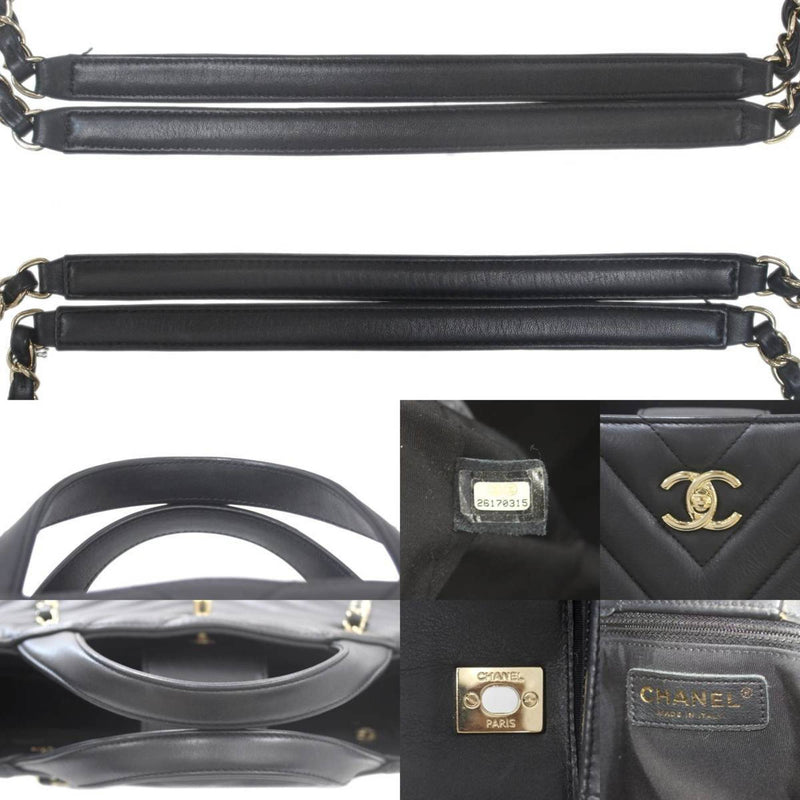 CHANEL V-stitch 2way small tote bag chain