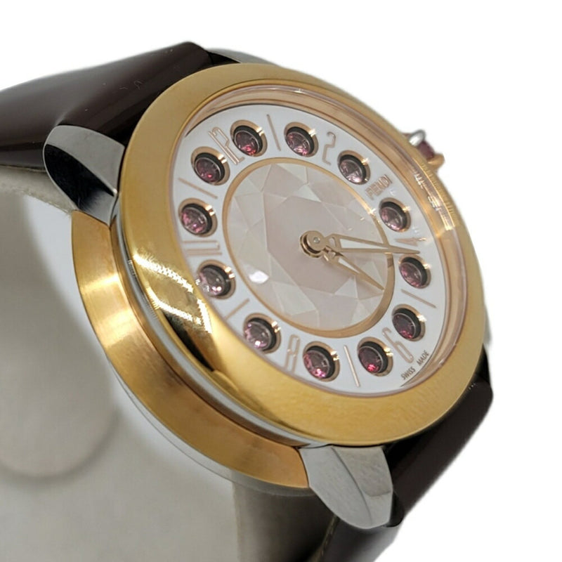 FENDI Fendi Eye Shine Enamel Belt SS 3 Colors Quartz Brown Watch Clock Fashionable Shell Black Spinel Topaz Women's