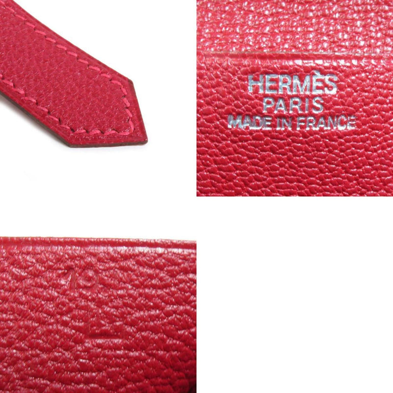 Hermes Unisex Chevre Myzore Leather Long Wallet (bi-fold) Rouge Grenat