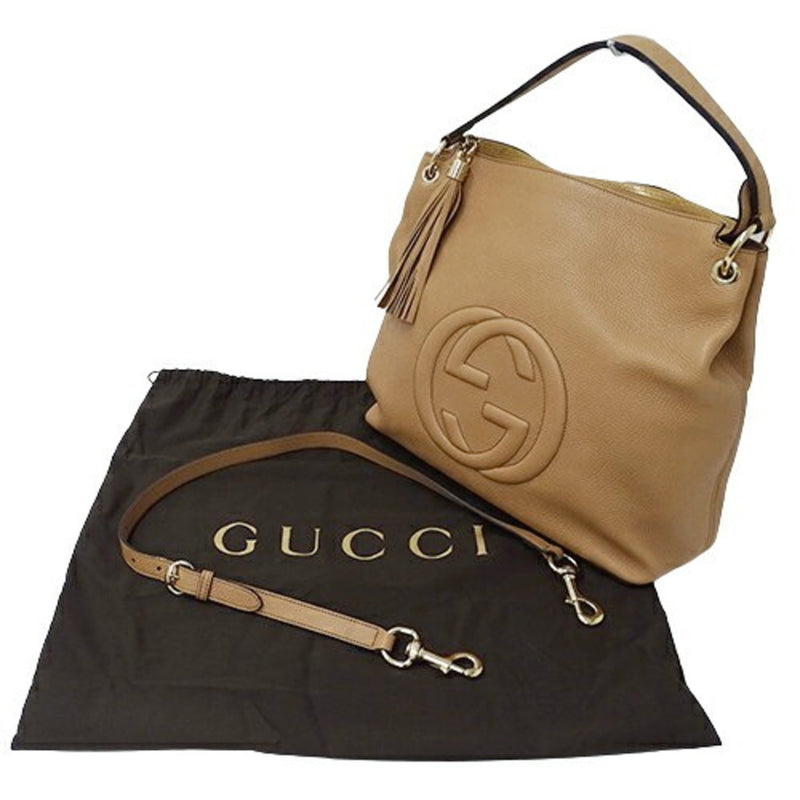 Gucci GUCCI Bag Women's Handbag Shoulder 2way Soho Leather Pink Beige 536194 Tassel