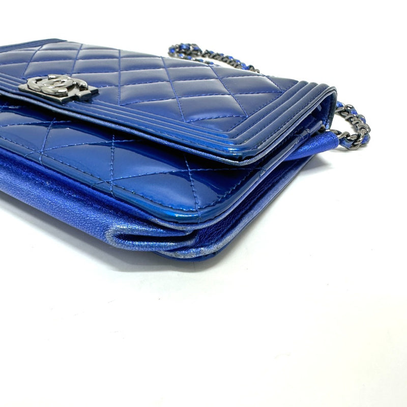 Chanel Long Wallet Bag Chain Bag Chain wallet Shoulder Bag gunmetal blue SilverHardware