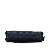 Chanel Coco Mark Pouch Navy Silver Leather Women's CHANEL