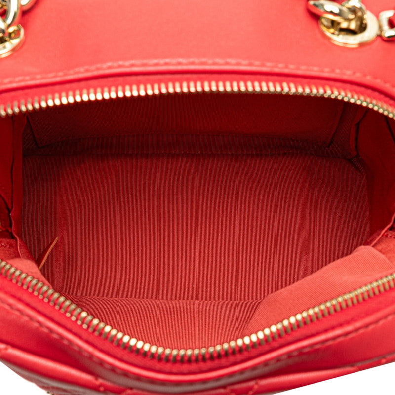 Chanel Matelasse Coco Mark Studs Chain Handbag Shoulder Bag Red Lambskin Women's CHANEL