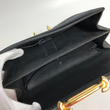 Hermes Shawl vintage Hand Bag Shoulder Bag Gray Based/Navy Based GoldHardware