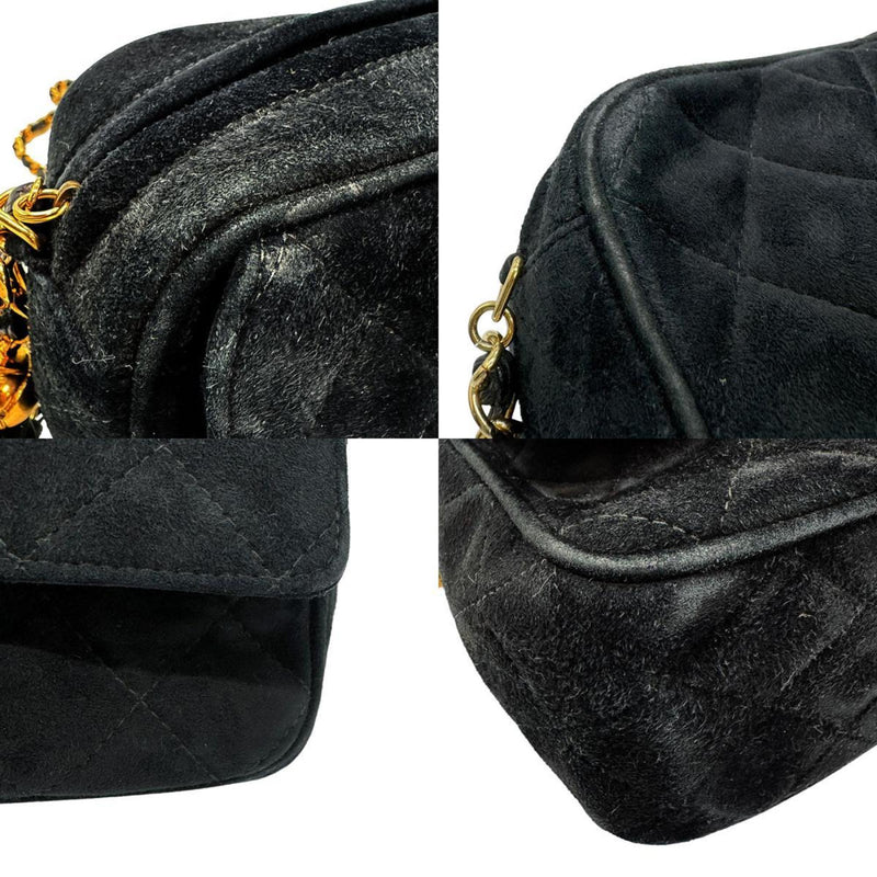 CHANEL Shoulder Bag Suede Black Women's z0571