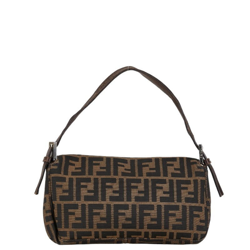 FENDI ZUCCA Mamma Bucket Handbag Brown Canvas Leather Women's