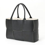 BOTTEGA VENETA Medium Arco Tote Bag 609175VMAY31283 Intrecciato Lambskin Black White S-155831