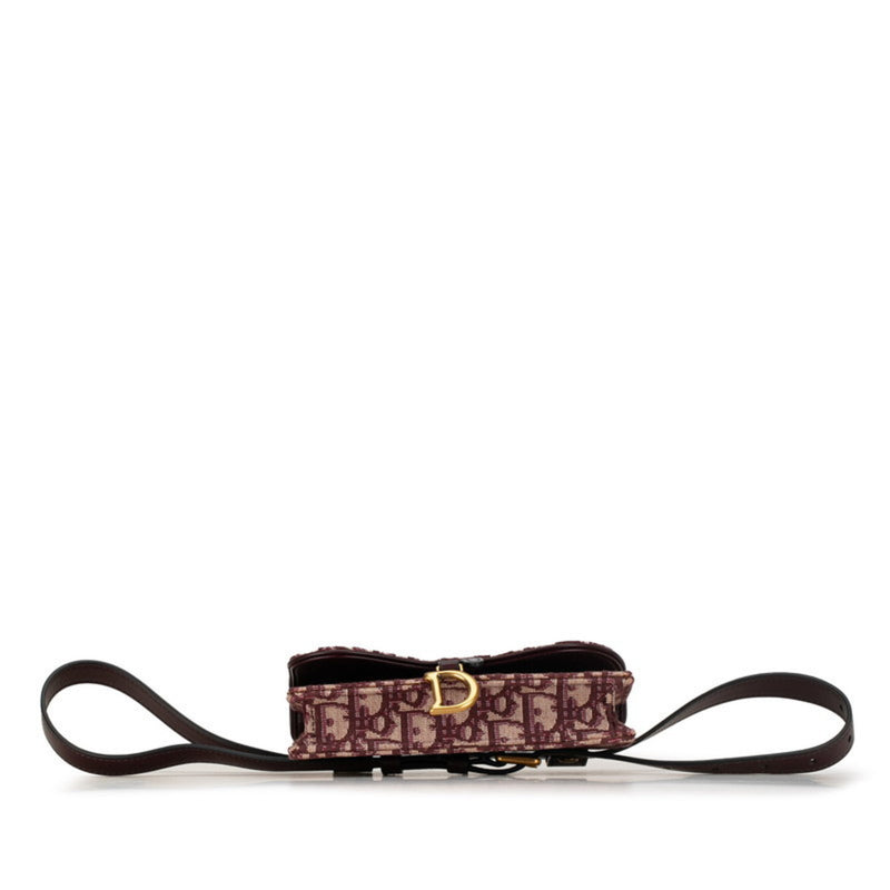 Christian Dior Dior Trotter Saddle Shoulder Waist Bag Bordeaux Wine Red Canvas Leather Women's