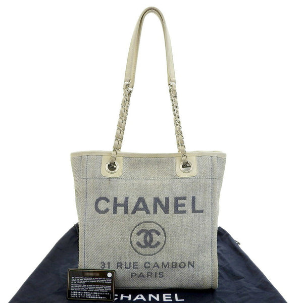 Chanel CHANEL Deauville Tote PM Seal 19th Series A66939 Coco Mark Bag Canvas Light Blue