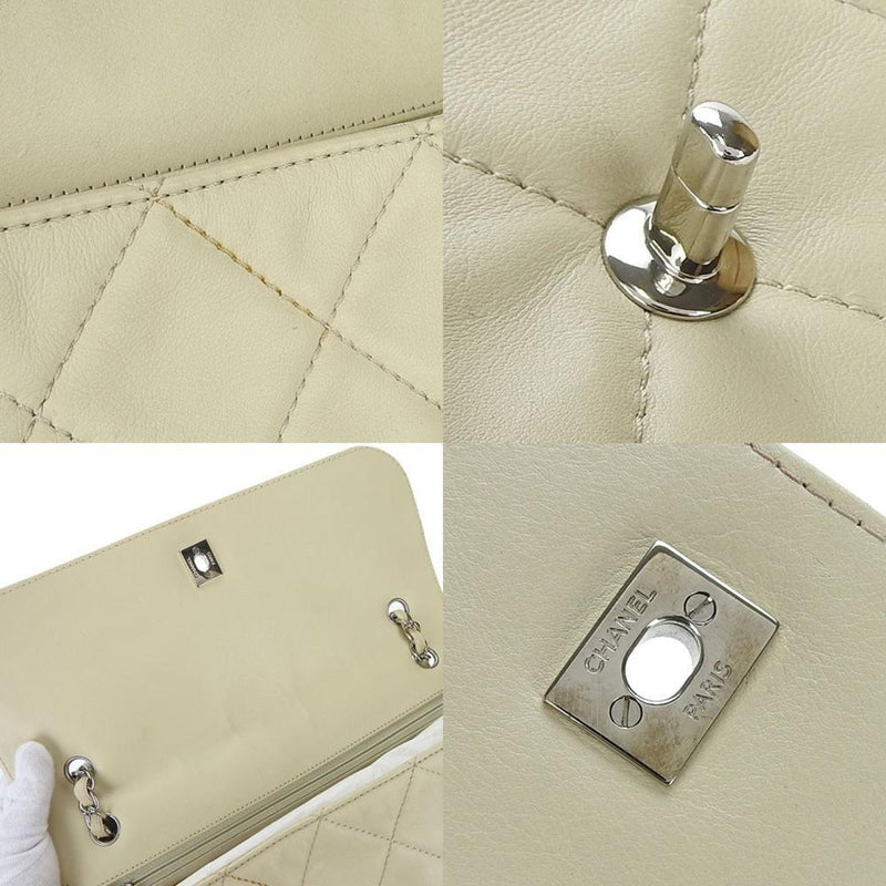 Chanel Shoulder Bag Matelasse Large Calf Beige Ivory Chain 15 Series Coco Mark Women's CHANEL