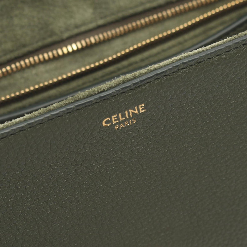 CELINE Teen Soft 16 Shoulder Bag, Leather, Women's, Green, 196853CR815KH