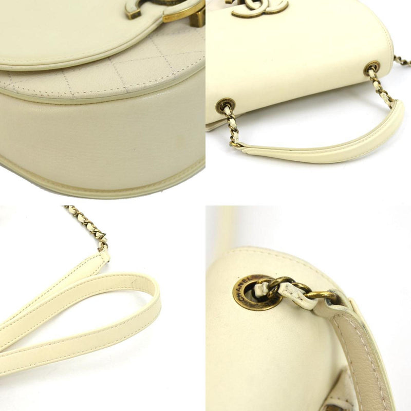 CHANEL Shoulder Bag Leather Cream Women's a0334