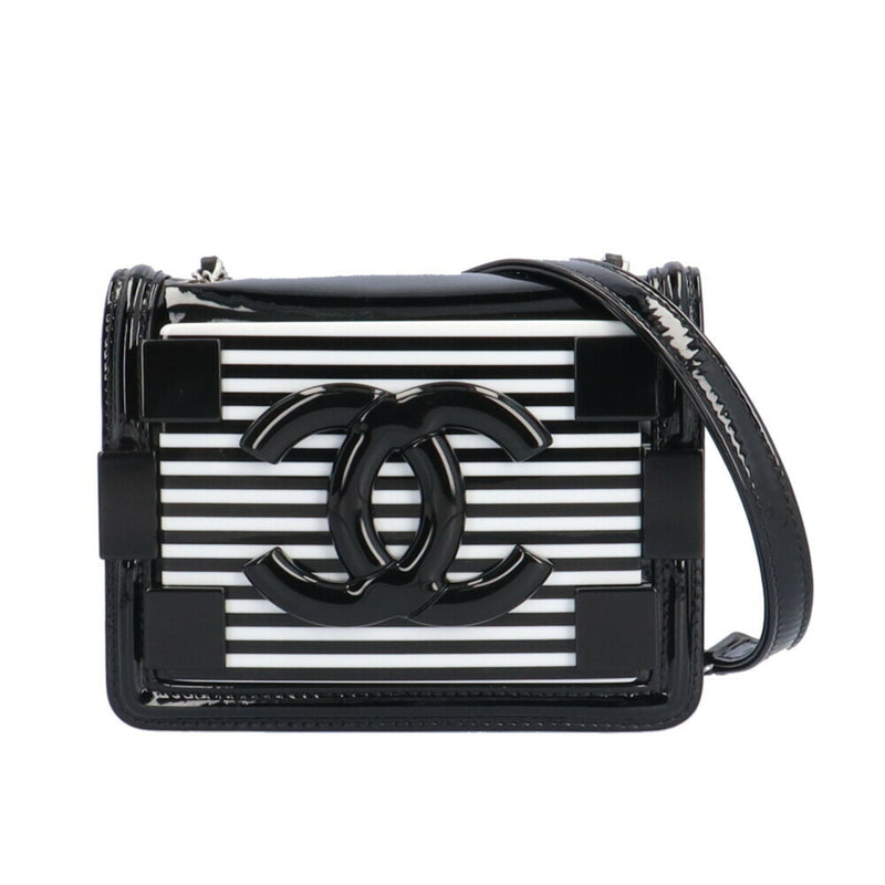 Chanel Boy Shoulder Bag Enamel Black Women's CHANEL