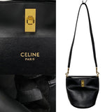 CELINE Bucket 16 Calf Leather Genuine 2way Turnlock Handbag Shoulder Bag Black 45852