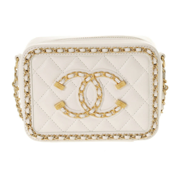 CHANEL CC Figley Small Vanity Chain Around White Women's Calf Shoulder Bag