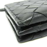 Bottega Veneta Intrecciato Men,Women Leather Chain/Shoulder Wallet Black