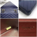 Chanel Chain Shoulder Bag Navy V Stitch f-20741 Coco Mark Flap Leather Lambskin 2 CHANEL