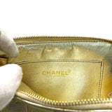 Chanel Clutch Bag Gold Chocolate Bar Leather Lambskin 7th CHANEL Handbag Chain Quilted Ring Women's Lattice