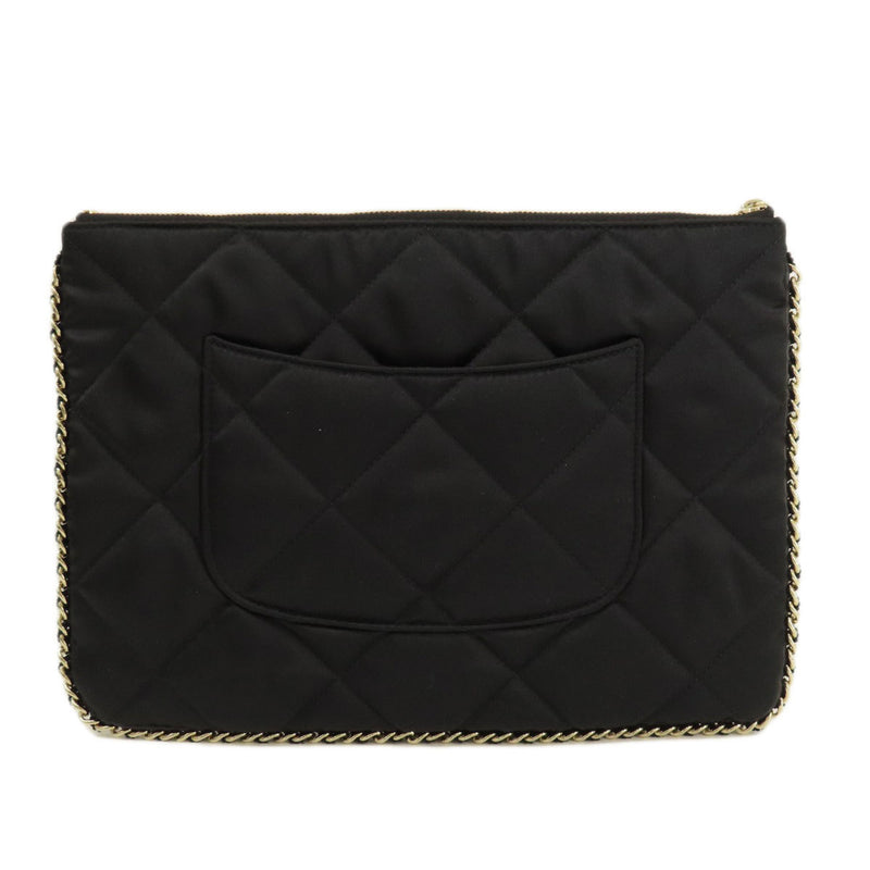 CHANEL Coco Mark Clutch Bag Satin Women's