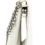 Chanel Camellia Chain Handbag Silver Leather Women's CHANEL