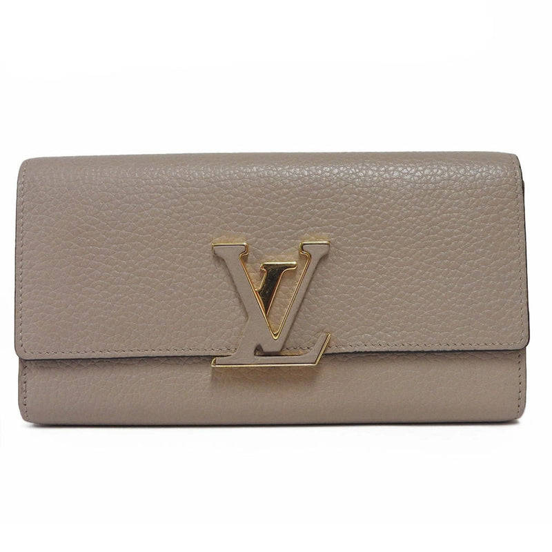 LOUIS VUITTON Long Wallet Portefeuille Capucines Gale Beige Leather M61249 Women's LV Vuitton Gold