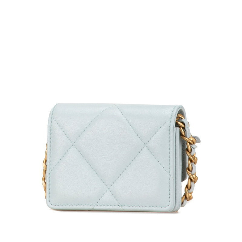 Chanel Matelasse 19 Coco Mark Chain Shoulder Wallet AP1787 Light Blue Lambskin Women's CHANEL