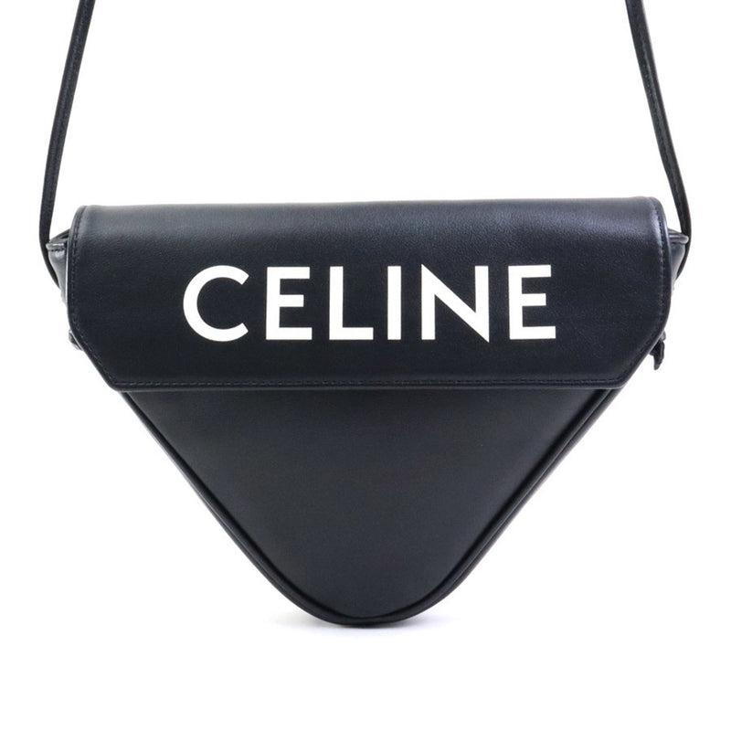 CELINE Shoulder Bag Triangle Leather Black Women's 99964j