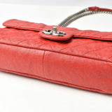 CHANEL chain shoulder bag caviar skin matelasse quilted stitch red silver