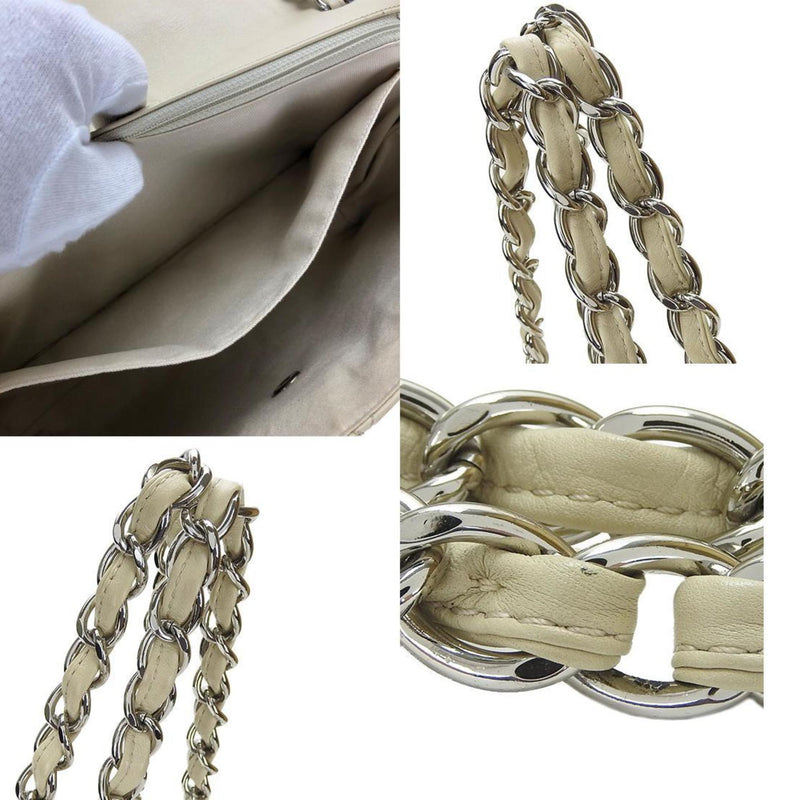 Chanel Shoulder Bag Matelasse Large Calf Beige Ivory Chain 15 Series Coco Mark Women's CHANEL