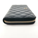 CHANEL Coco Mark Round Long Wallet Matte Caviar Skin Black Women's N4044663